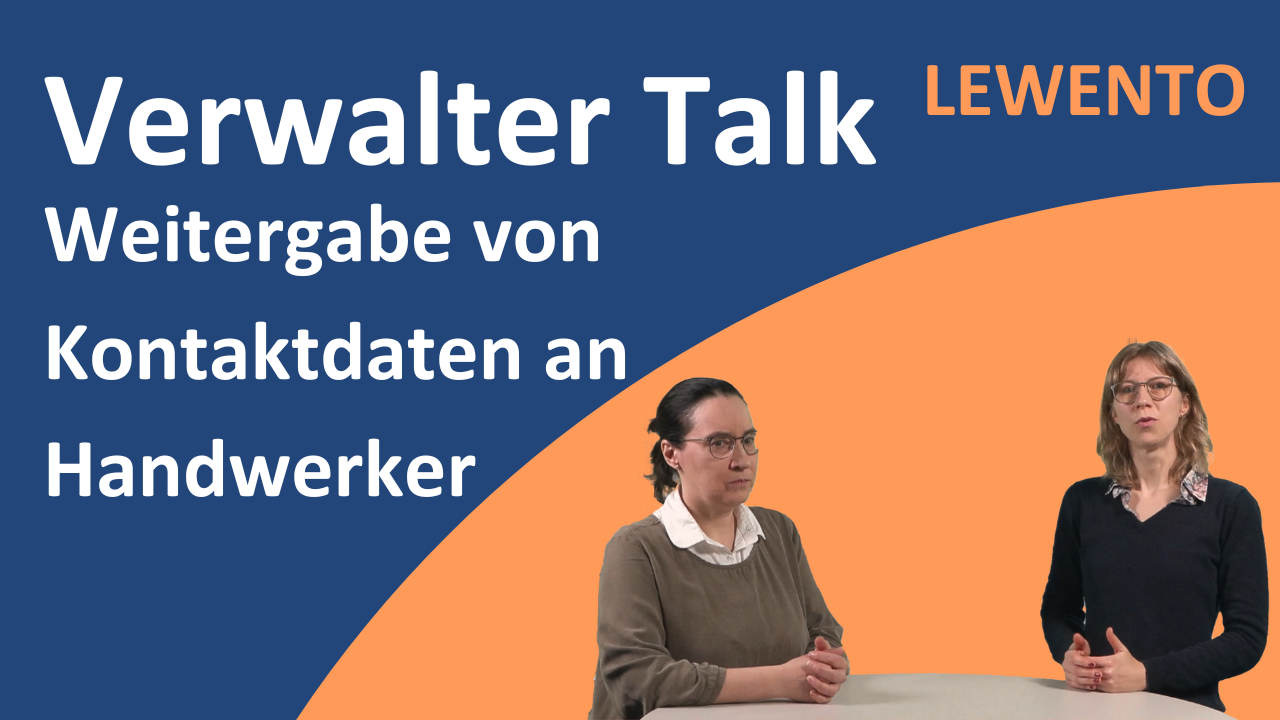 Verwalter Talk: Weitergabe von Kontaktdaten an Handwerker